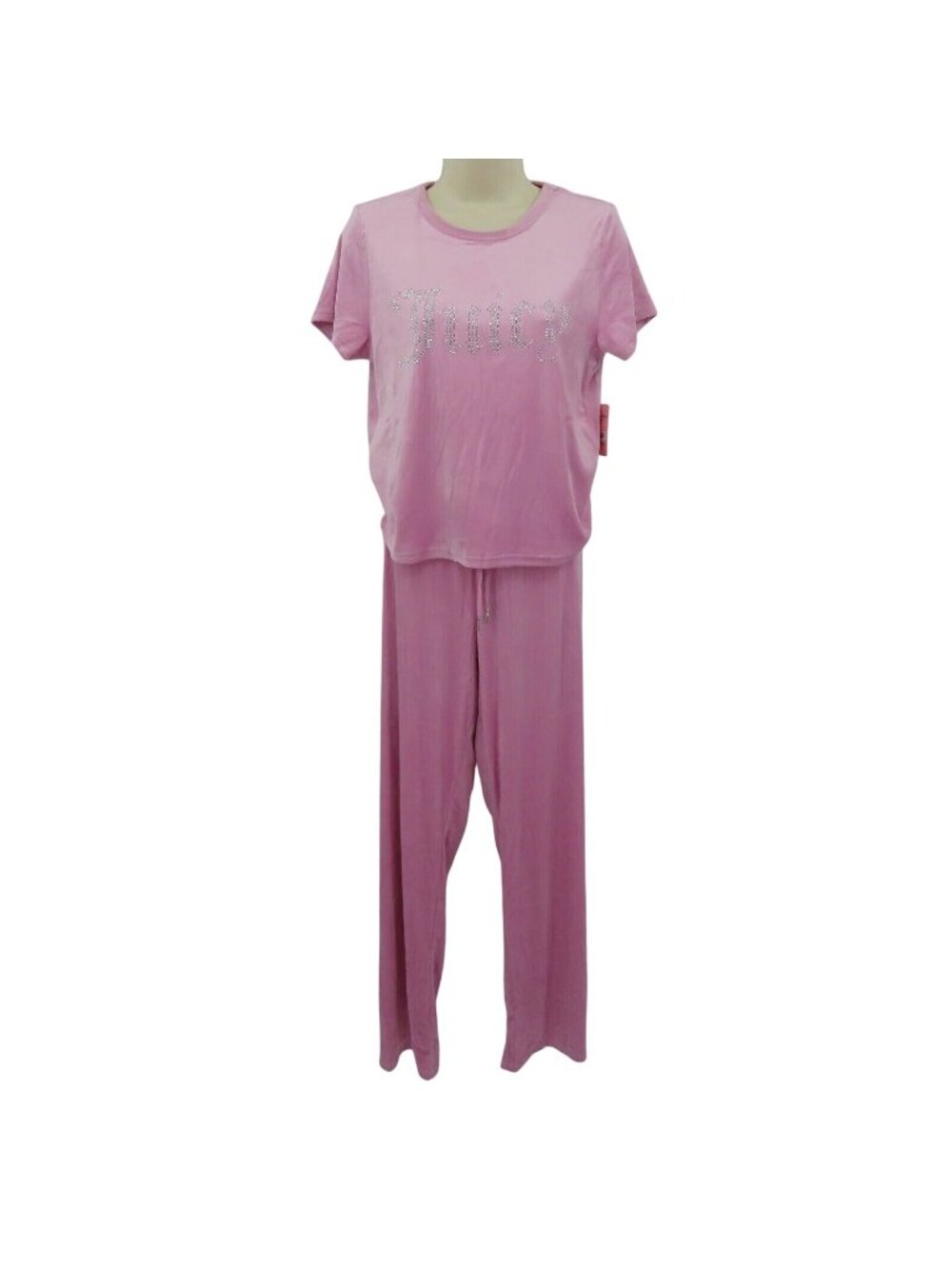 Juicy Couture Large Mauve Purple Plush Velour Bling Spellout Shirt Pants Set NEW